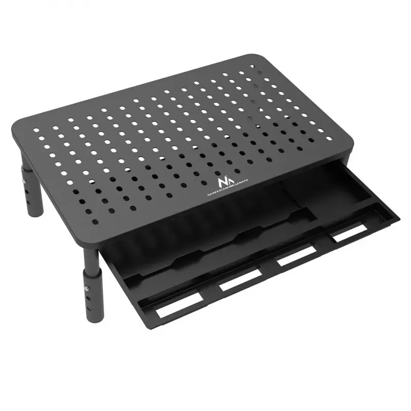 Podstawa pod laptopa MACLEAN MC-946 dla urządzeń 13–32 cale, 3-stopniowa wysokość (11/13/15 cm), szuflada, czarna, do 20 kg