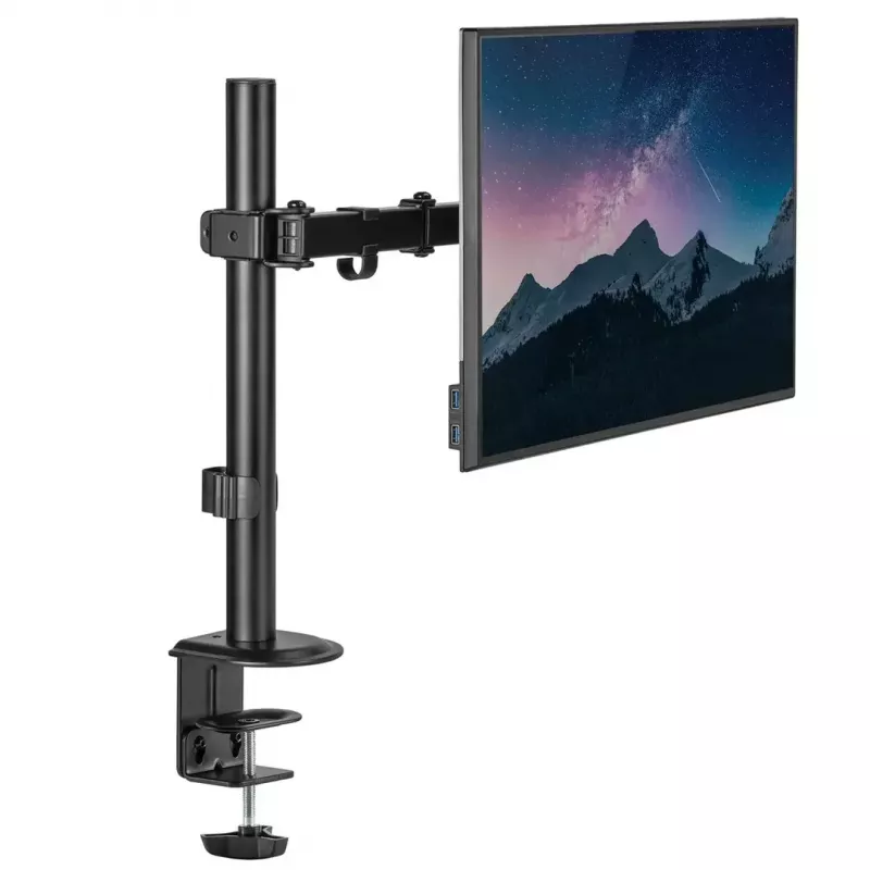 Uchwyt biurkowy do monitora MACLEAN MC-753N dla ekranów 17–32 cale, VESA 75x75 / 100x100, maks. 9 kg, pochylanie ±45°, obrót ±180°, regulacja wysokości