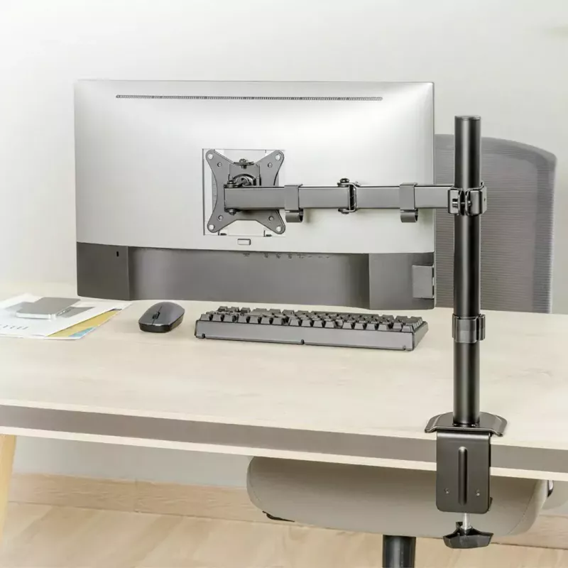 Uchwyt biurkowy do monitora MACLEAN MC-753N dla ekranów 17–32 cale, VESA 75x75 / 100x100, maks. 9 kg, pochylanie ±45°, obrót ±180°, regulacja wysokości