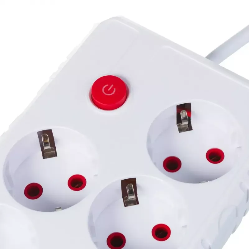 Listwa zasilająca MACLEAN MCE393 W — 4 gniazda + 3×USB, 110–240 V, USB 2,1 A, 2500 W, 3 m, biała