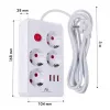 Listwa zasilająca MACLEAN MCE393 W — 4 gniazda + 3×USB, 110–240 V, USB 2,1 A, 2500 W, 3 m, biała