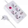 Listwa zasilająca MACLEAN MCE393 W — 4 gniazda + 3×USB, 110–240 V, USB 2,1 A, 2500 W, 3 m, biała