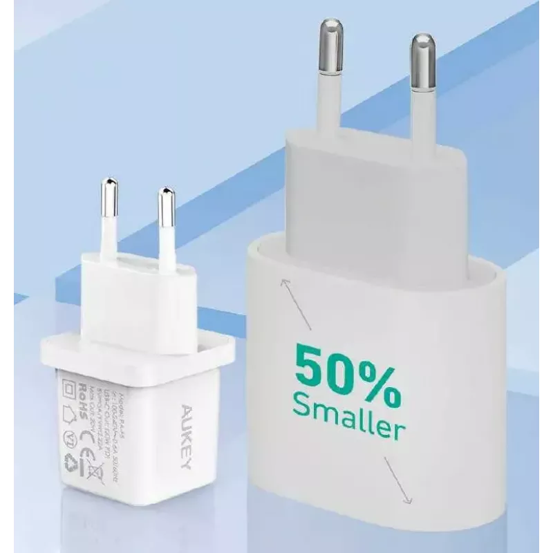 Mini ładowarka USB-C Aukey PA-F5 20W PD — Kompaktowa szybka ładowarka 20W PD
