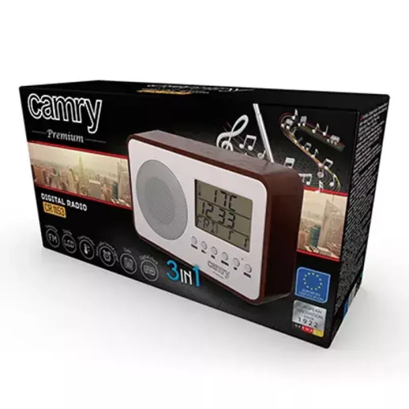 Radio przenośne Camry CR 1153 — przenośne radio FM z wyświetlaczem LCD, pojedynczym głośnikiem, automatycznym strojeniem cyfrowym, zasilaniem DC