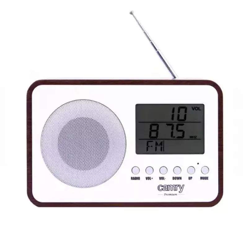 Radio przenośne Camry CR 1153 — przenośne radio FM z wyświetlaczem LCD, pojedynczym głośnikiem, automatycznym strojeniem cyfrowym, zasilaniem DC