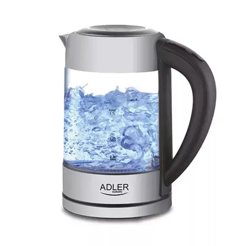 Czajnik elektryczny Adler AD 1247 1.7 L 2200 W szklany korpus elementy ze stali nierdzewnej czarny