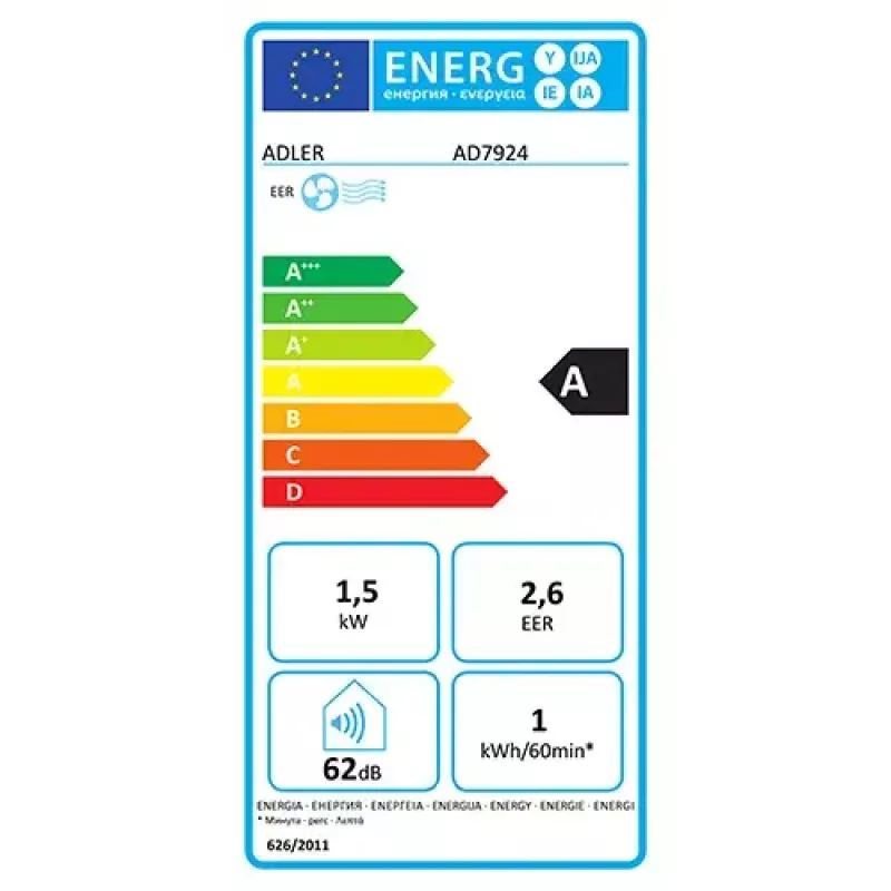 Przenośny klimatyzator Adler AD 7924 63 dB Biały