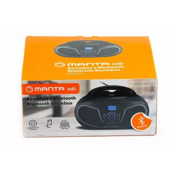 Przenośny boombox MANTA BBX007 z Bluetooth 5.0, radiem FM (87,5–108 MHz), LCD, anteną teleskopową