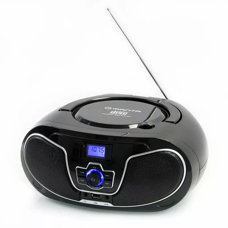 Przenośny boombox MANTA BBX007 z Bluetooth 5.0, radiem FM (87,5–108 MHz), LCD, anteną teleskopową