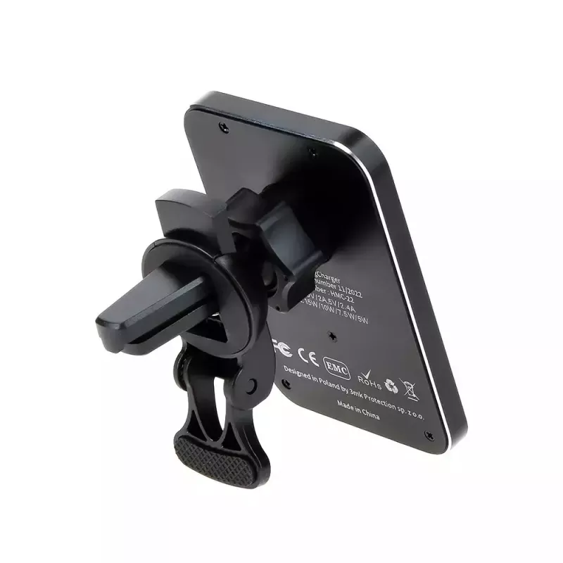 Ładowarka samochodowa bezprzewodowa 3MK HARDY MagCharger — Auto USB-C 5/9V, szybkie ładowanie bezprzewodowe, czarna
