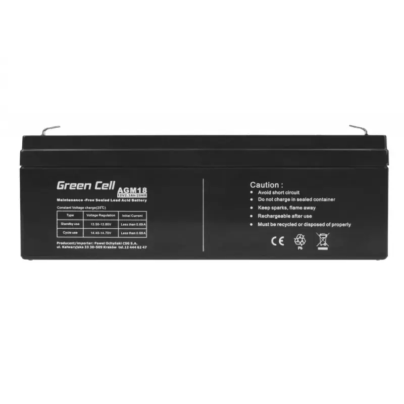 UPS Battery zielony Cell AGM18 12V 2,3Ah