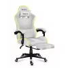 Fotel gamingowy Huzaro FORCE 4.7 RGB biały — kubełkowe siedzisko z tkaniny, maks. obciążenie 140 kg, regulacja wysokości 43–53 cm, pochylenie 90–140°