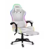 Fotel gamingowy Huzaro FORCE 4.7 RGB biały — kubełkowe siedzisko z tkaniny, maks. obciążenie 140 kg, regulacja wysokości 43–53 cm, pochylenie 90–140°