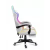 Fotel gamingowy Huzaro FORCE 4.7 RGB biały — kubełkowe siedzisko z tkaniny, maks. obciążenie 140 kg, regulacja wysokości 43–53 cm, pochylenie 90–140°