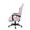 Fotel gamingowy Huzaro FORCE 4.7 RGB biały — kubełkowe siedzisko z tkaniny, maks. obciążenie 140 kg, regulacja wysokości 43–53 cm, pochylenie 90–140°