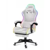 Fotel gamingowy Huzaro FORCE 4.7 RGB biały — kubełkowe siedzisko z tkaniny, maks. obciążenie 140 kg, regulacja wysokości 43–53 cm, pochylenie 90–140°