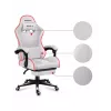 Fotel gamingowy Huzaro FORCE 4.7 RGB biały — kubełkowe siedzisko z tkaniny, maks. obciążenie 140 kg, regulacja wysokości 43–53 cm, pochylenie 90–140°