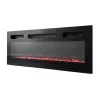 Szafka RTV Cama Meble EVA z kominkiem elektrycznym 180×40×52 cm, stelaż biały, drzwi na wysoki połysk biały, blat MDF