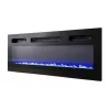 Szafka RTV Cama Meble EVA z kominkiem elektrycznym 180×40×52 cm, stelaż biały, drzwi na wysoki połysk biały, blat MDF
