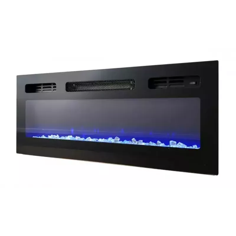 Szafka RTV Cama Meble EVA z kominkiem elektrycznym 180×40×52 cm, stelaż biały, drzwi na wysoki połysk biały, blat MDF