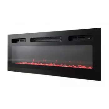 Szafka pod telewizor Cama Meble EVA z kominkiem elektrycznym 180x40x52 cm, czarny/czarny połysk