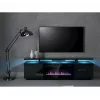 Szafka pod telewizor Cama Meble EVA z kominkiem elektrycznym 180x40x52 cm, czarny/czarny połysk