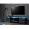Szafka RTV Cama Meble EVA z kominkiem elektrycznym 180x40x52 cm grafit/matowy grafit