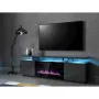 Szafka RTV Cama Meble EVA z kominkiem elektrycznym 180x40x52 cm grafit/matowy grafit