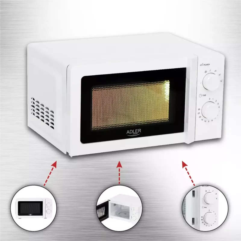 Kuchenka mikrofalowa solo Adler AD 6205, 700 W, 20 L