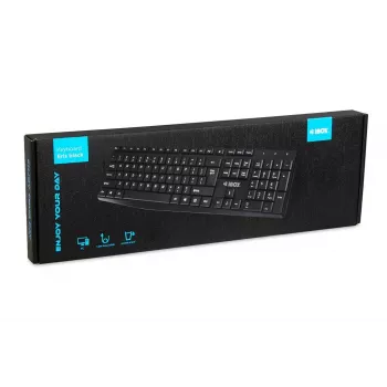 Przewodowa klawiatura USB IBOX Eris IKC2010B — pełnowymiarowa 105-klawiszowa, USB, wodoodporna, czarna