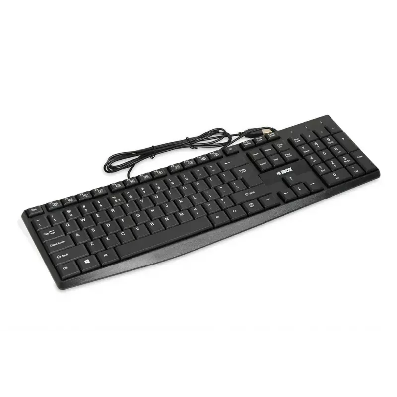Przewodowa klawiatura USB IBOX Eris IKC2010B — pełnowymiarowa 105-klawiszowa, USB, wodoodporna, czarna