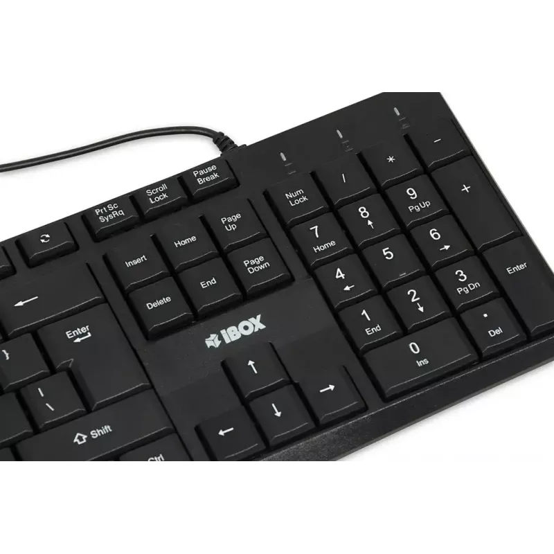 Przewodowa klawiatura USB IBOX Eris IKC2010B — pełnowymiarowa 105-klawiszowa, USB, wodoodporna, czarna