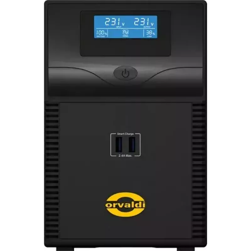 UPS ORVALDI ID1K5CH 1,5 kVA (900 W) Line-Interactive, bateria 24 V, LCD, USB, kompaktowy czarny