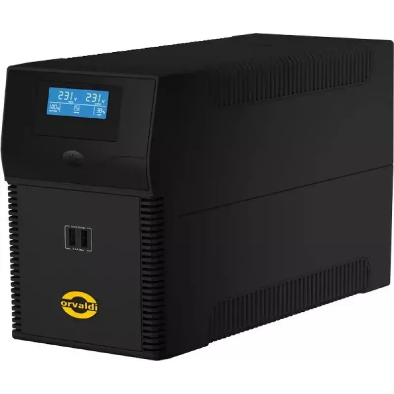 UPS ORVALDI ID1K5CH 1,5 kVA (900 W) Line-Interactive, bateria 24 V, LCD, USB, kompaktowy czarny