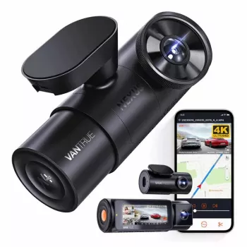 Kamera samochodowa VANTRUE N4 PRO 3-kanałowa, główna 3840×2160, 165° przód, 160° wnętrze, GPS, Wi‑Fi, wyświetlacz IPS, MicroSD do 512GB