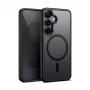 Crong Hybrid Matte Magnetic etui do Samsung Galaxy S25 — TPU+PC, pierścienie magnetyczne, czarne
