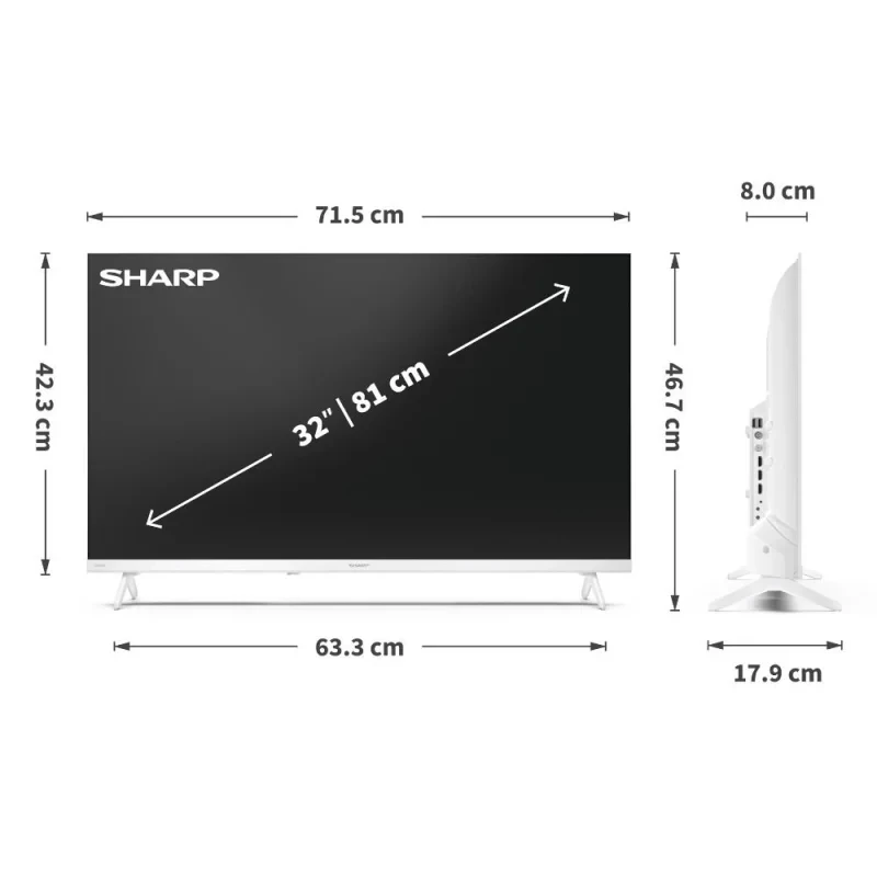 Sharp LC-32HF2265EW 81,3 cm (32 cale) HD Smart TV Wi-Fi Biały