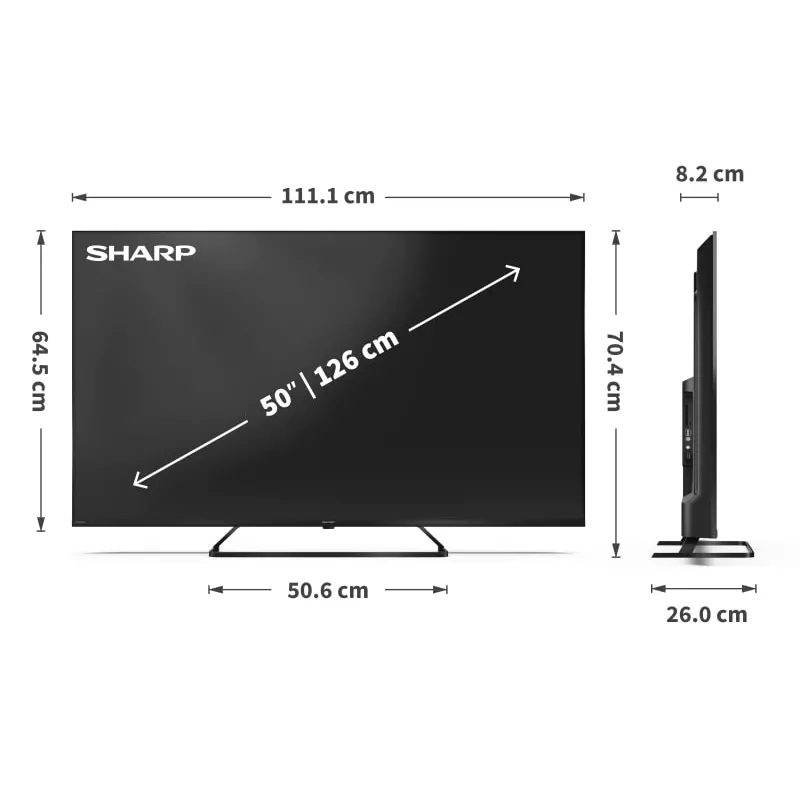 Sharp 50HP6265E TV 127 cm (50 cali) 4K Ultra HD Smart TV Wi-Fi Czarny