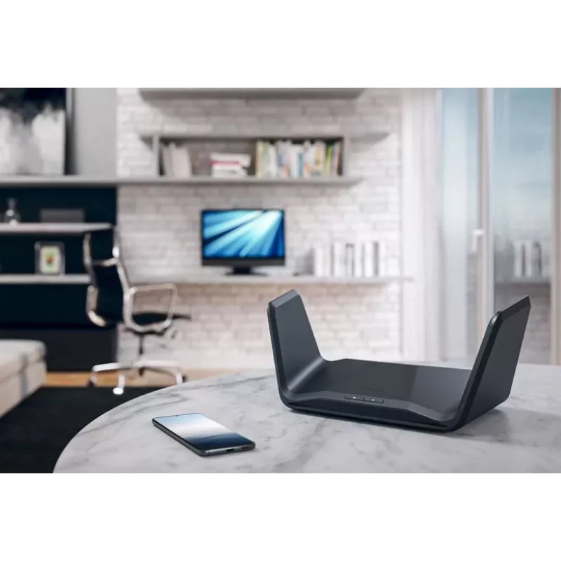 NETGEAR Nighthawk AXE7800 Router WiFi (RAXE300), Wi-Fi 6 (802.11ax), Trójzakresowy (2.4 GHz / 5 GHz / 5 GHz), Ethernet LAN, Czarny, Router przenośny