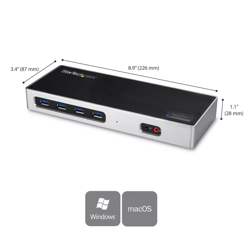 Stacja dokująca StarTech.com USB-C i USB-A – Dual Monitor 4K 60 Hz, DisplayPort + HDMI – Hybrydowa stacja dokująca USB 3.0 dla laptopów z USB-C lub USB-A – 6x USB Typ-A, GbE – USB 3.1 Gen 1 – Mac/Windows