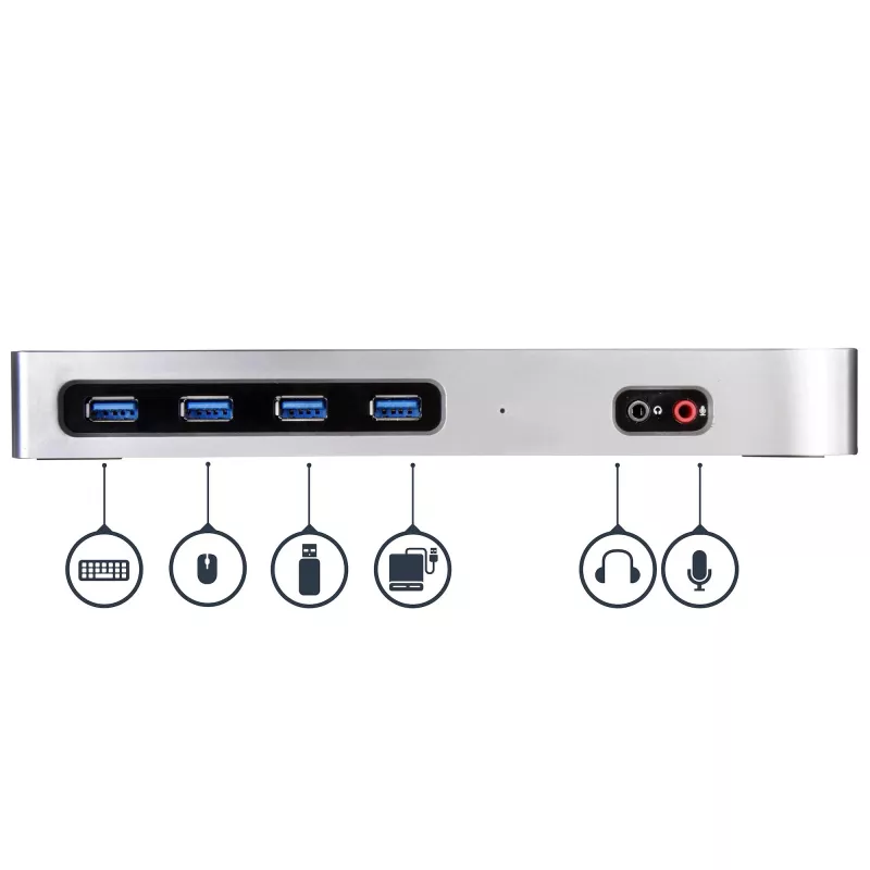 Stacja dokująca StarTech.com USB-C i USB-A – Dual Monitor 4K 60 Hz, DisplayPort + HDMI – Hybrydowa stacja dokująca USB 3.0 dla laptopów z USB-C lub USB-A – 6x USB Typ-A, GbE – USB 3.1 Gen 1 – Mac/Windows