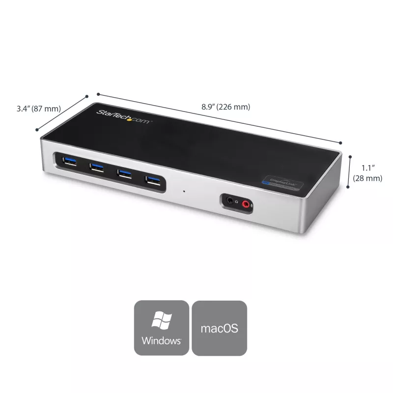 Stacja dokująca StarTech.com USB-C i USB-A – Dual Monitor 4K 60 Hz, DisplayPort + HDMI – Hybrydowa stacja dokująca USB 3.0 dla laptopów z USB-C lub USB-A – 6x USB Typ-A, GbE – USB 3.1 Gen 1 – Mac/Windows