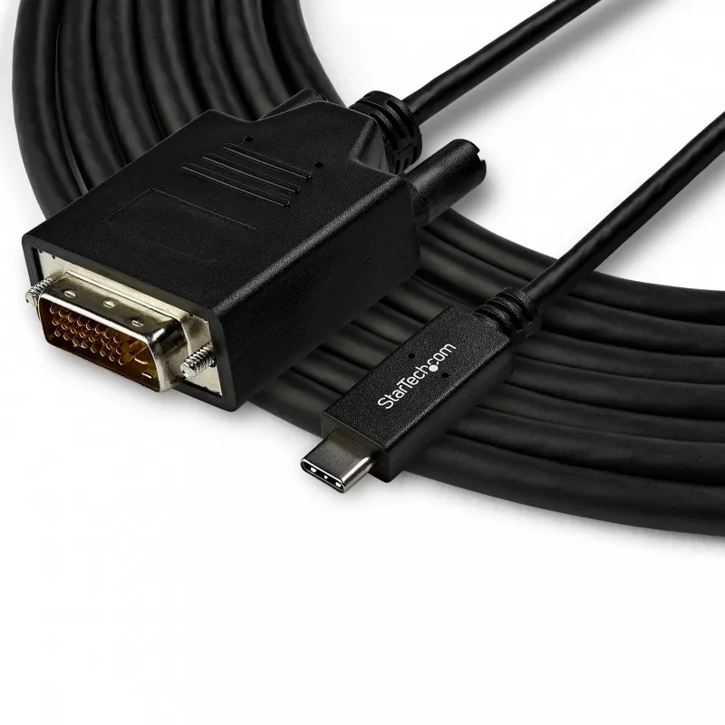 StarTech.com 10ft (3m) USB C do DVI Kabel - 1080p (Single Link) USB Type-C (DP Alt Mode HBR2) do DVI-Digitalny adapter kablowya Wideo - Współpracuje z Thunderbolt 3 - Laptop do Monitora/Wyświetlacza DVI