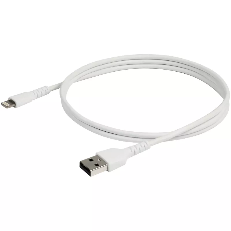StarTech.com 3 stopy (1 m) Wytrzymały biały kabel USB-A do Lightning - Solidny wzmocniony włóknem aramidowym kabel USB typu A do Lightning do ładowania/synchronizacji - z certyfikatem Apple MFi do iPada/iPhone'a 12