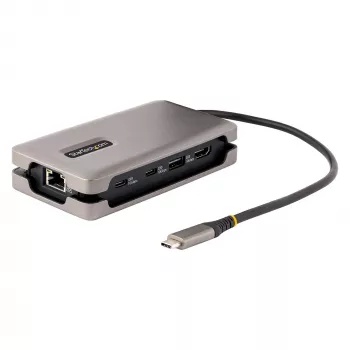 StarTech.com Adapter wieloportowy USB-C, 4K 60 Hz HDMI 2.0b, HDR, koncentrator USB 3.2 Gen 2 10 Gb/s (2x USB-C, 1x USB-A), przepustowość PD 100 W, mini stacja dokująca podróżna, kabel 12 inch/30 cm, stacja dokująca do laptopa