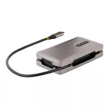 StarTech.com Adapter wieloportowy USB-C, 4K 60 Hz HDMI 2.0b, HDR, koncentrator USB 3.2 Gen 2 10 Gb/s (2x USB-C, 1x USB-A), przepustowość PD 100 W, mini stacja dokująca podróżna, kabel 12 inch/30 cm, stacja dokująca do laptopa