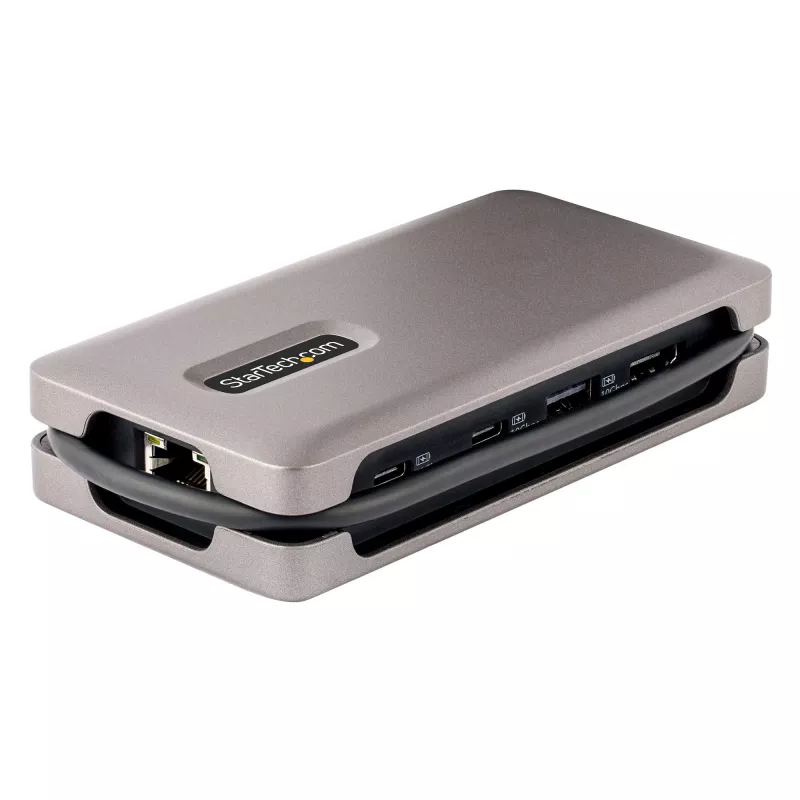 StarTech.com Adapter wieloportowy USB-C, 4K 60 Hz HDMI 2.0b, HDR, koncentrator USB 3.2 Gen 2 10 Gb/s (2x USB-C, 1x USB-A), przepustowość PD 100 W, mini stacja dokująca podróżna, kabel 12 inch/30 cm, stacja dokująca do laptopa