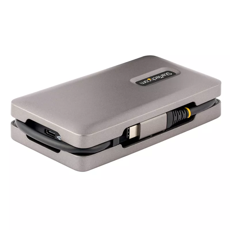StarTech.com Adapter wieloportowy USB-C, 4K 60 Hz HDMI 2.0b, HDR, koncentrator USB 3.2 Gen 2 10 Gb/s (2x USB-C, 1x USB-A), przepustowość PD 100 W, mini stacja dokująca podróżna, kabel 12 inch/30 cm, stacja dokująca do laptopa