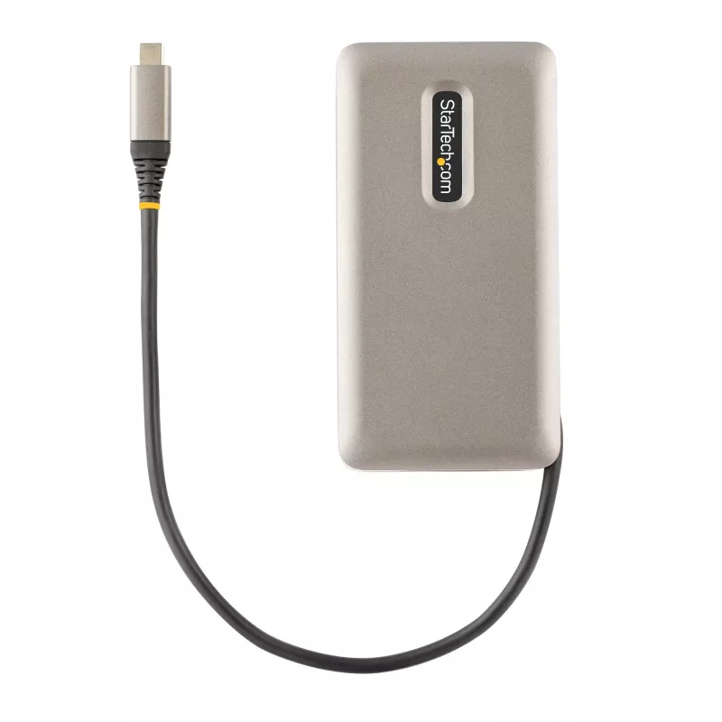 StarTech.com Adapter wieloportowy USB-C, 4K 60 Hz HDMI 2.0b, HDR, koncentrator USB 3.2 Gen 2 10 Gb/s (2x USB-C, 1x USB-A), przepustowość PD 100 W, mini stacja dokująca podróżna, kabel 12 inch/30 cm, stacja dokująca do laptopa
