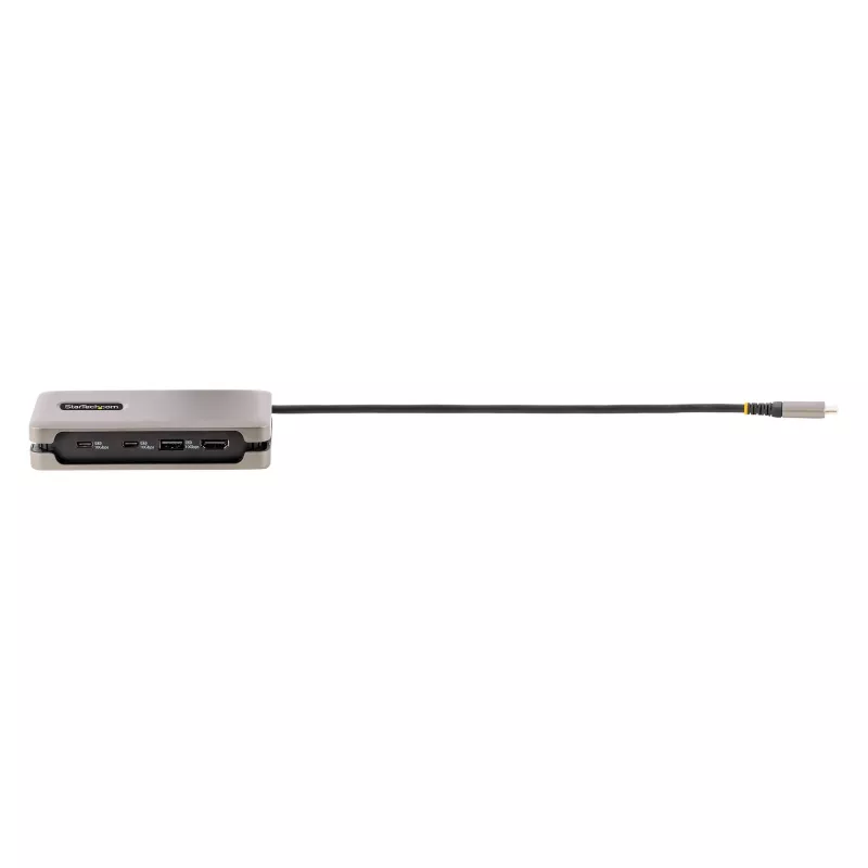 StarTech.com Adapter wieloportowy USB-C, 4K 60 Hz HDMI 2.0b, HDR, koncentrator USB 3.2 Gen 2 10 Gb/s (2x USB-C, 1x USB-A), przepustowość PD 100 W, mini stacja dokująca podróżna, kabel 12 inch/30 cm, stacja dokująca do laptopa